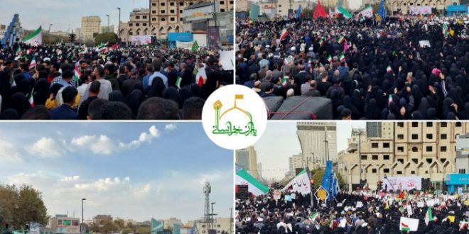 حضور چشمگیر مردم مشهد در مراسم تشییع ۱۱ شهید مظلوم جنایت تروریستی حرم حضرت شاهچراغ